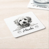 Goldendoodle Hond Handtekening Gepersonaliseerd Kartonnen Onderzetters (Schuin)