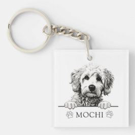 Goldendoodle Hond Handtekening Gepersonaliseerd Sleutelhanger