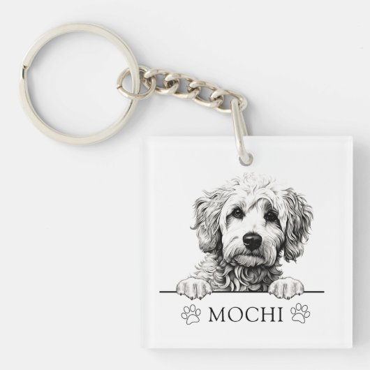Goldendoodle Hond Handtekening Gepersonaliseerd Sleutelhanger (voorkant)