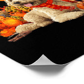 Goldendoodle Hond Herfst Sjaal Luipaard Pompoenen  Poster (Hoek)