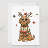 Goldendoodle Hond Hete Trui Kerstmis Feestdagenkaart (Achterkant)