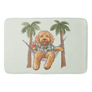 Goldendoodle-hond in Hawaiaans topje Badmat