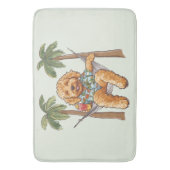 Goldendoodle-hond in Hawaiaans topje Badmat (Voorkant Verticaal)