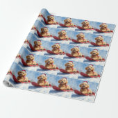 Goldendoodle Hond in Sledge Laat het Sneeuw Kerstm Cadeaupapier (Uitgerold)