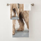 Goldendoodle Hond in Sneeuw Kerstmis Bad Handdoek (Insitu)