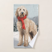 Goldendoodle Hond in Sneeuw Kerstmis Bad Handdoek (Handdoek)