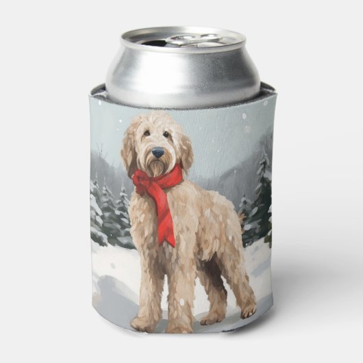 Goldendoodle Hond in Sneeuw Kerstmis Blikjeskoeler (Blikje Voorkant)