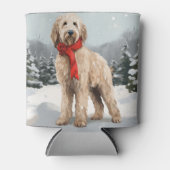 Goldendoodle Hond in Sneeuw Kerstmis Blikjeskoeler (Voorkant)