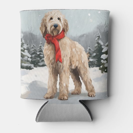 Goldendoodle Hond in Sneeuw Kerstmis Blikjeskoeler (Voorkant)