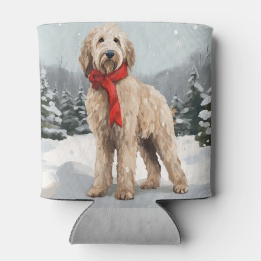 Goldendoodle Hond in Sneeuw Kerstmis Blikjeskoeler (Achterkant)