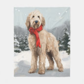 Goldendoodle Hond in Sneeuw Kerstmis Fleece Deken (Voorkant)