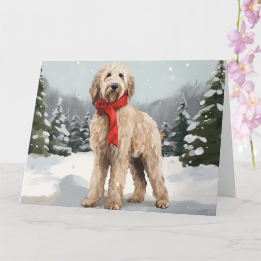 Goldendoodle Hond in Sneeuw Kerstmis Kaart (Orchidee)
