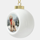 Goldendoodle Hond in Sneeuw Kerstmis Keramische Bal Ornament (Rechts)