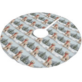 Goldendoodle Hond in Sneeuw Kerstmis Kerstboom Rok (Gekanteld)