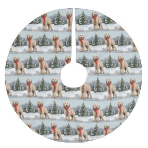 Goldendoodle Hond in Sneeuw Kerstmis Kerstboom Rok
