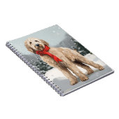 Goldendoodle Hond in Sneeuw Kerstmis Notitieboek (Rechterzijde)