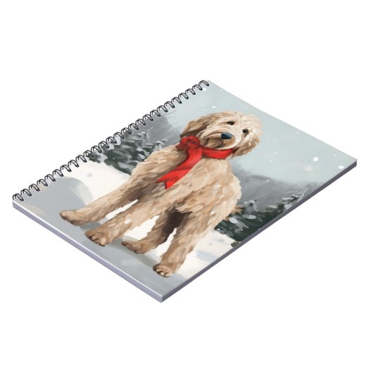 Goldendoodle Hond in Sneeuw Kerstmis Notitieboek (Linkerzijde)