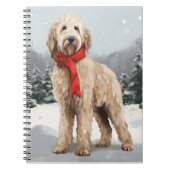 Goldendoodle Hond in Sneeuw Kerstmis Notitieboek (Voorkant)