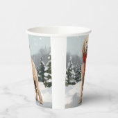 Goldendoodle Hond in Sneeuw Kerstmis Papieren Bekers (Links)