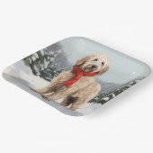 Goldendoodle Hond in Sneeuw Kerstmis Papieren Bordje (Gebogen)