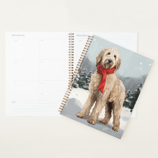 Goldendoodle Hond in Sneeuw Kerstmis Planner (Display)