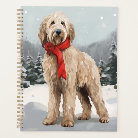 Goldendoodle Hond in Sneeuw Kerstmis Planner (Voorkant)