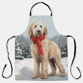 Goldendoodle Hond in Sneeuw Kerstmis Schort (Voorkant)