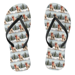 Goldendoodle Hond in Sneeuw Kerstmis Teenslippers
