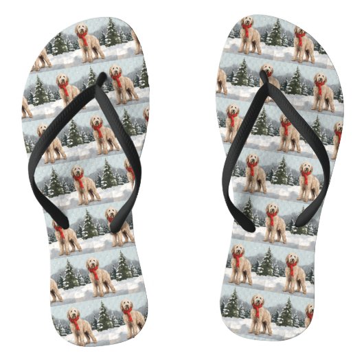 Goldendoodle Hond in Sneeuw Kerstmis Teenslippers (Voetbed)