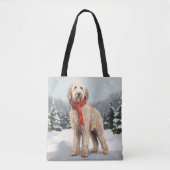 Goldendoodle Hond in Sneeuw Kerstmis Tote Bag (Voorkant)