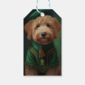 Goldendoodle hond in St. Patrick's Day jurk Cadeaulabel (Voorkant)