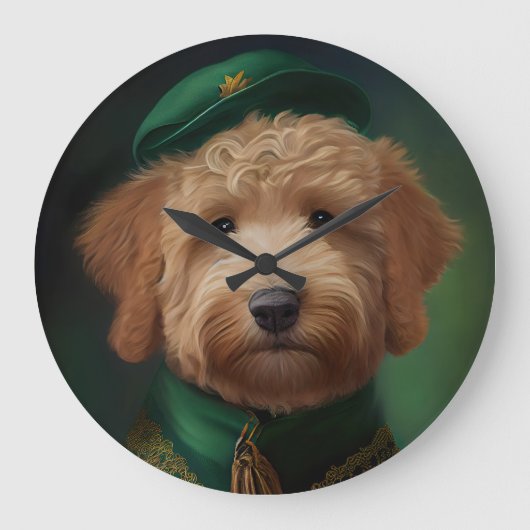 Goldendoodle hond in St. Patrick's Day jurk Grote Klok (Voorkant)