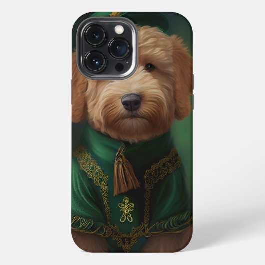Goldendoodle hond in St. Patrick's Day jurk iPhone Hoesje (Achterkant)