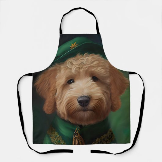 Goldendoodle hond in St. Patrick's Day jurk Schort (Voorkant)