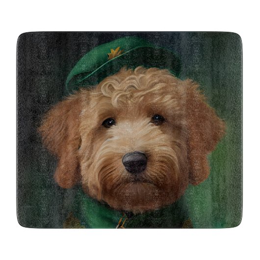 Goldendoodle hond in St. Patrick's Day jurk Snijplank (Voorkant)