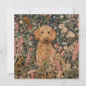 Goldendoodle Hond in William Morris Style Garden Bedankkaart (Voorkant)
