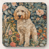 Goldendoodle Hond in William Morris Style Garden Bier Onderzetter (Voorkant)