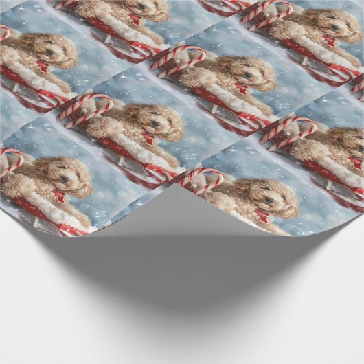 Goldendoodle Hond Kerst Feestelijk Cadeaupapier (Hoek)