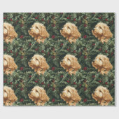 Goldendoodle hond Kerst Pijnboom Cadeaupapier (Vlak)