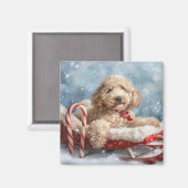 Goldendoodle hond Kerst viering Magneet (Voorkant / Achterkant)