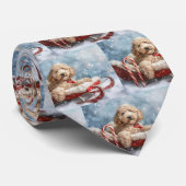 Goldendoodle hond Kerst viering Stropdas (Opgerold)