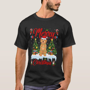 Goldendoodle Hond Kerstboom Verlichting Goldendoo T-shirt
