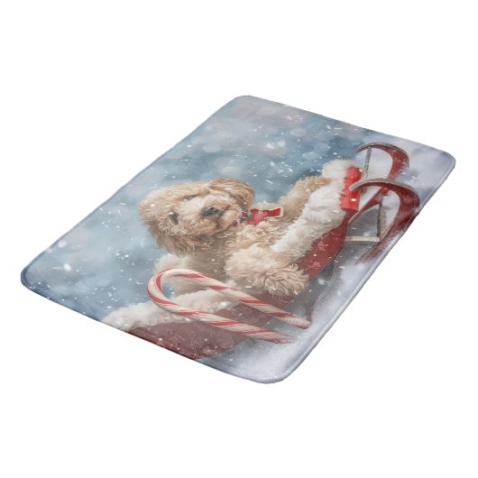Goldendoodle Hond Kerstfeest Badmat (Gekanteld)