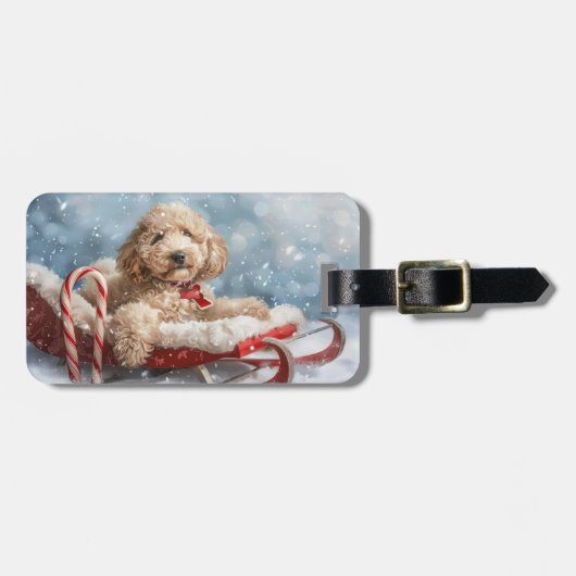 Goldendoodle Hond Kerstfeest Bagagelabel (Voorkant horizontaal)