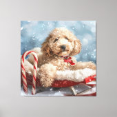 Goldendoodle Hond Kerstfeest Canvas Afdruk (Voorkant)
