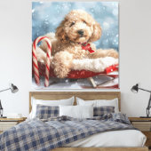 Goldendoodle Hond Kerstfeest Canvas Afdruk (Insitu (Slaapkamer))