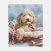 Goldendoodle Hond Kerstfeest Fleece Deken (Voorkant)