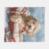 Goldendoodle Hond Kerstfeest Fleece Deken (Voorkant (Horizontaal))