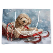 Goldendoodle Hond Kerstfeest Groot Cadeauzakje (Voorkant)