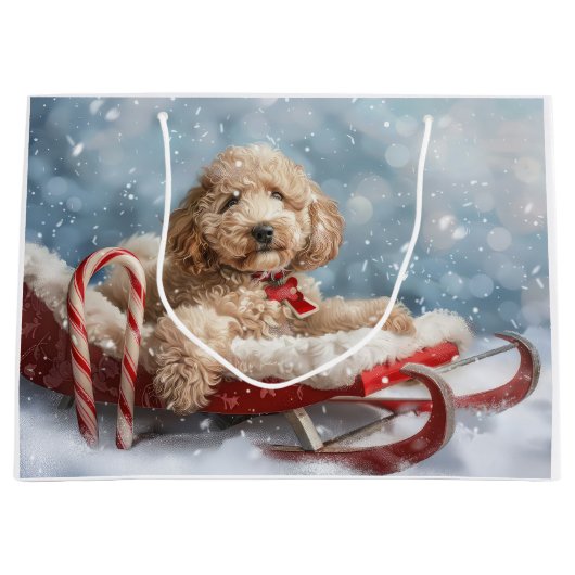 Goldendoodle Hond Kerstfeest Groot Cadeauzakje (Voorkant)